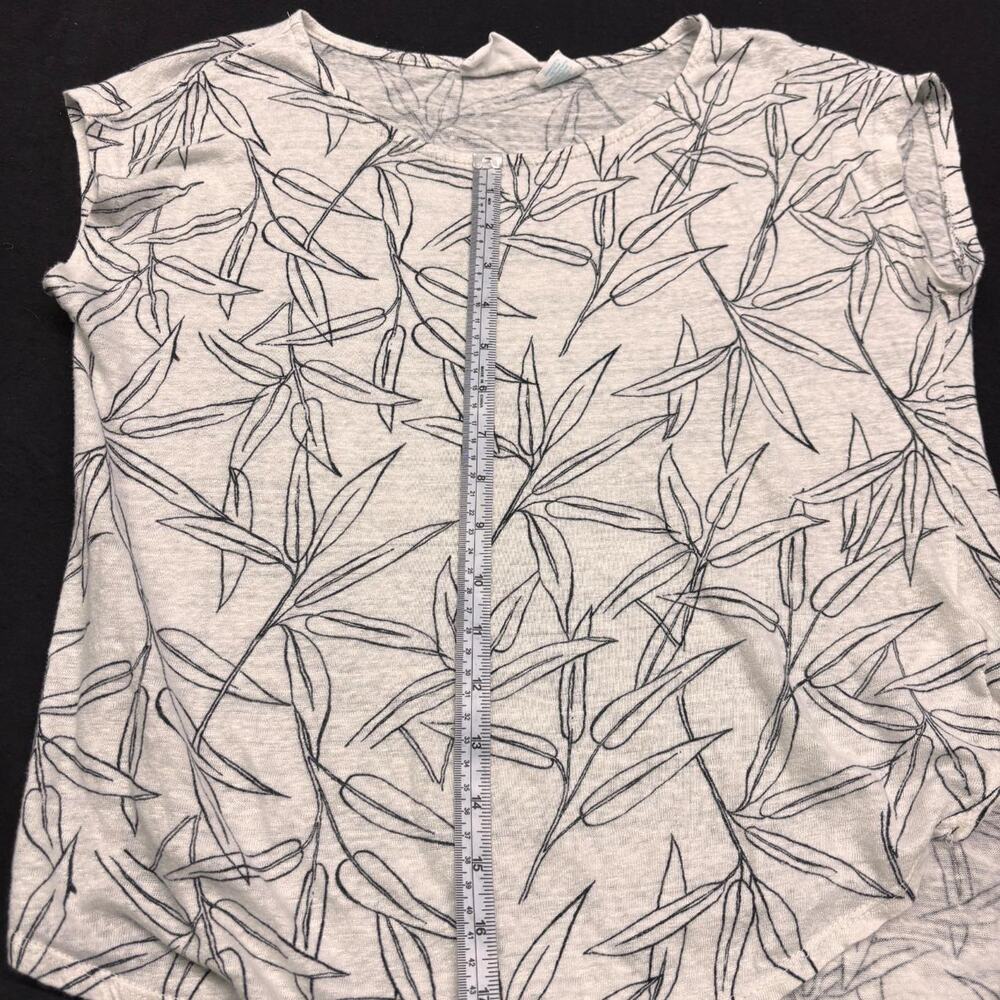Cynthia Rowley Linen Top Leaf Print Boho Lagenlook Women M